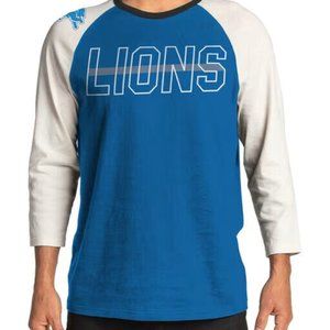 Junk Food Mens NFL Detroit Lions Vintage Contrast 3/4 Sleeve Shirt New